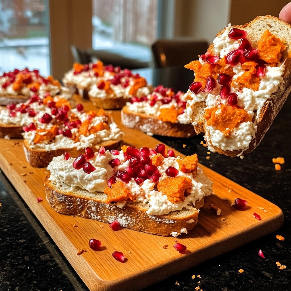 Sweet Potato Pomegranate Crostini