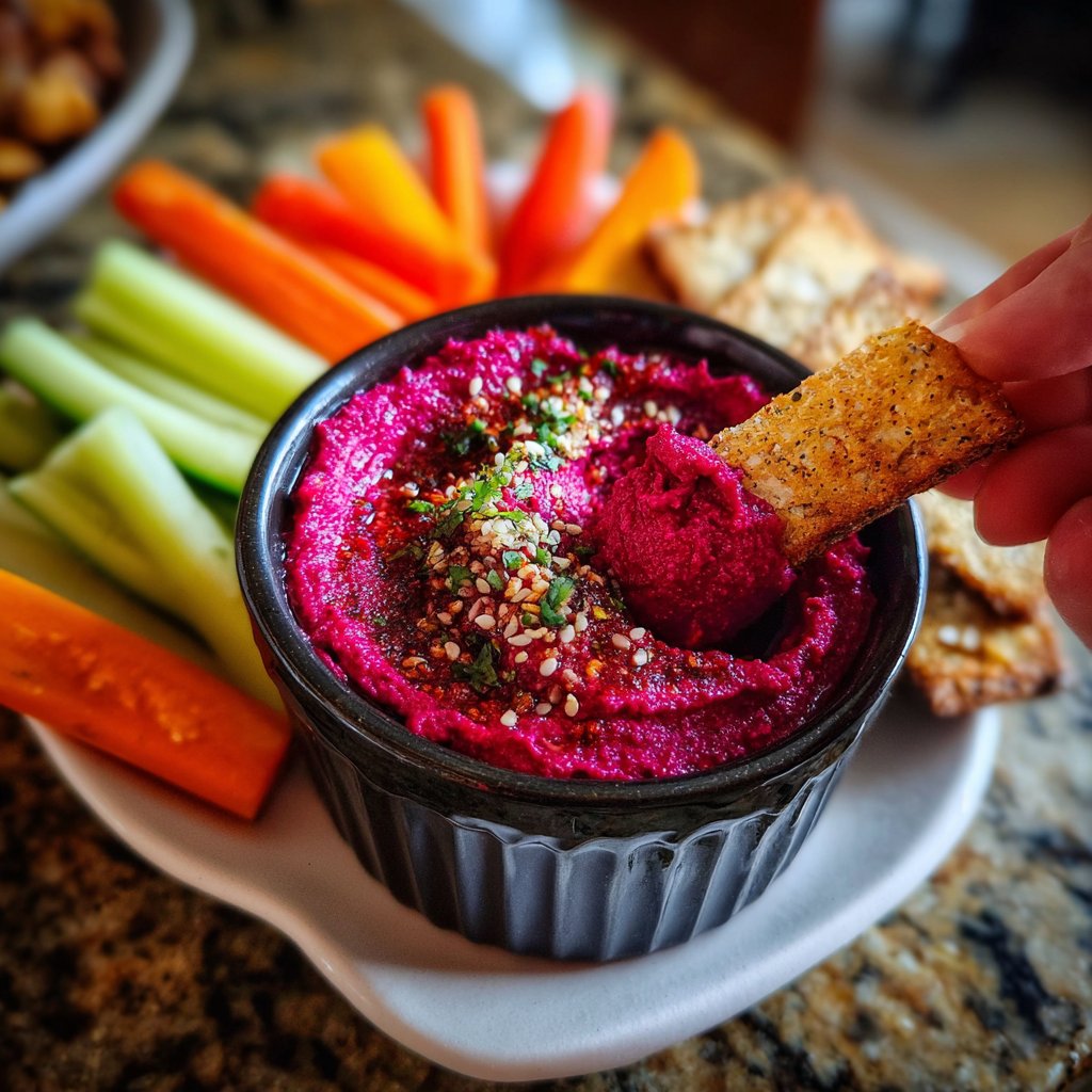 Nutty Beet Hummus and Veggies