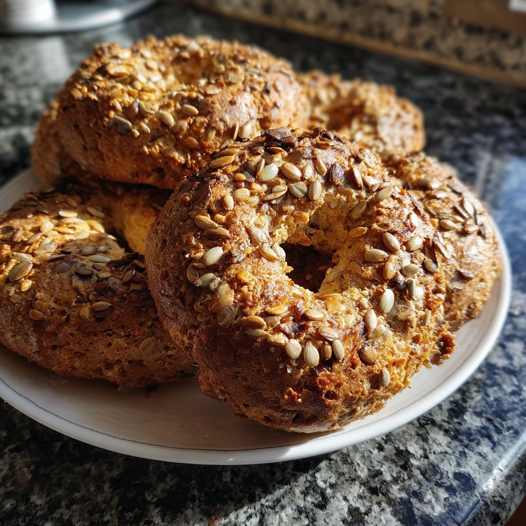 Protein Bagels with Sunflower Seeds Crunch