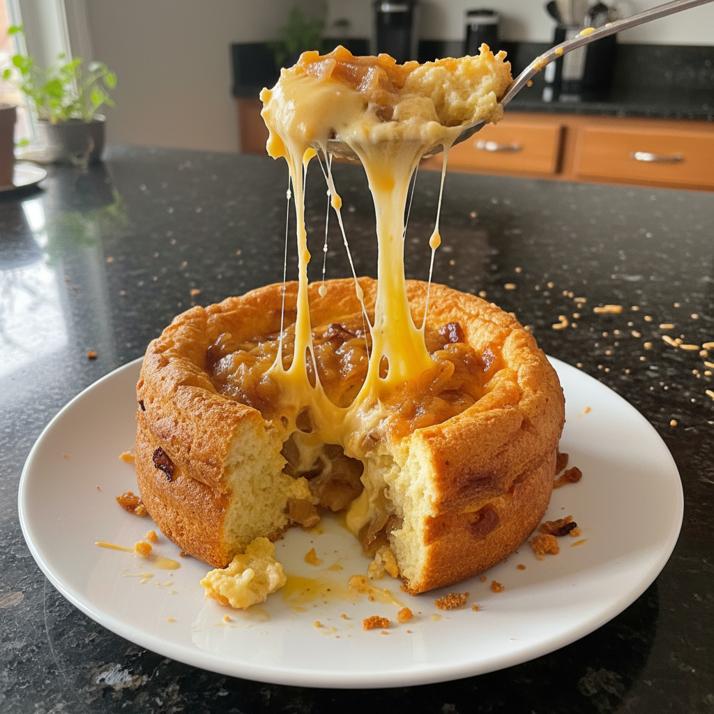 Caramelized Onion and Cheddar Soufflé