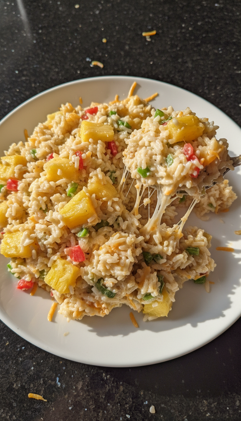 Tropical Pineapple Rice Casserole