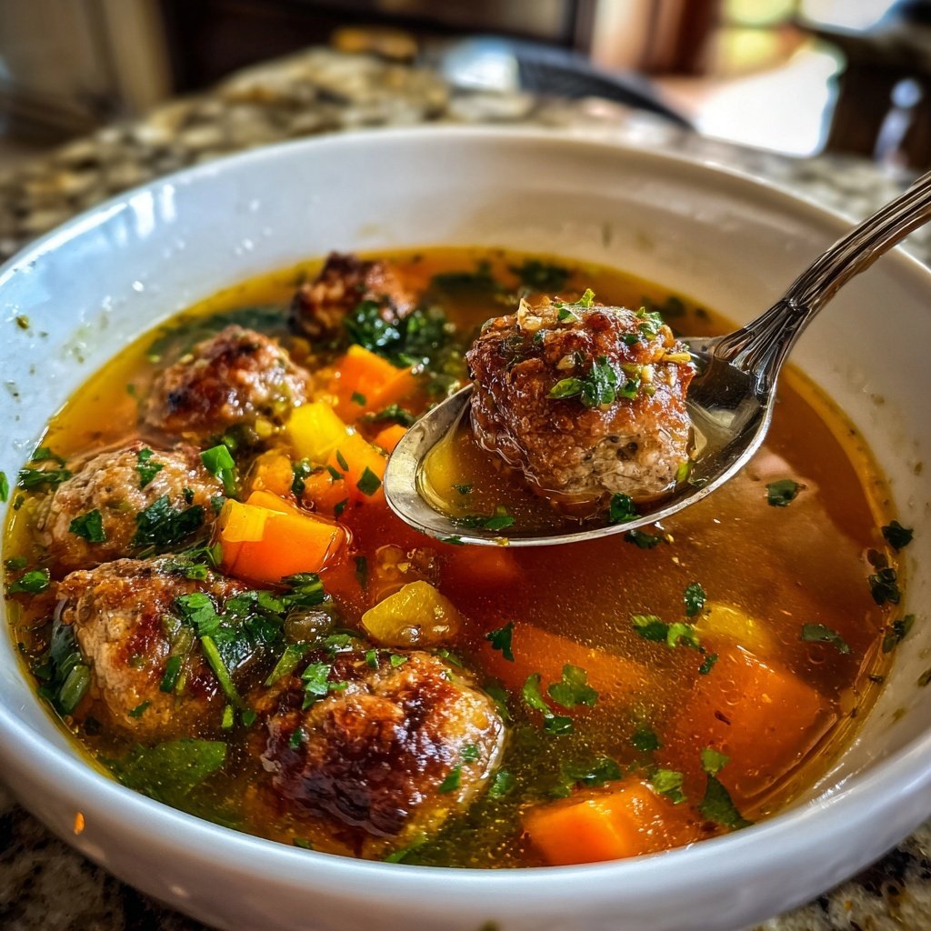 Meatball Soup with Seasonal Vegetables