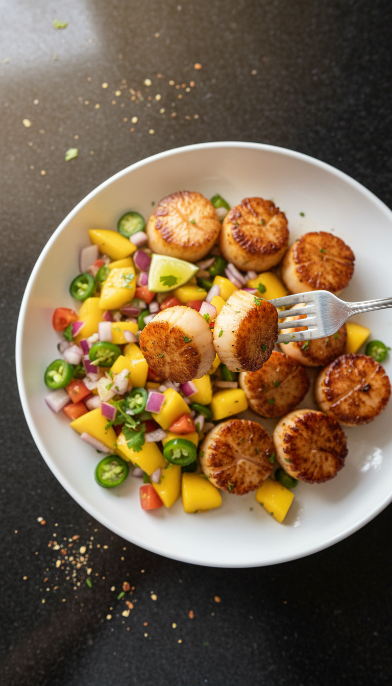 Mango Salsa Seared Scallops