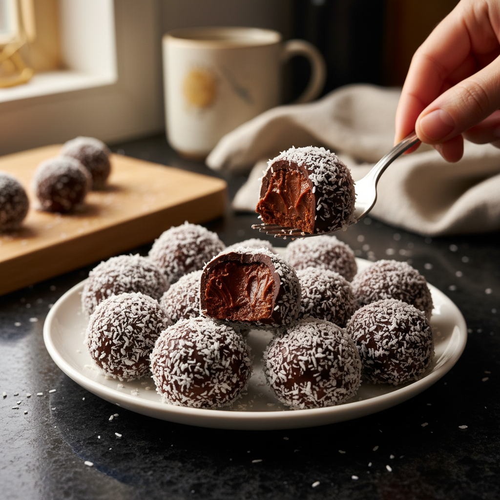 Chocolate Strawberry Coconut Truffles