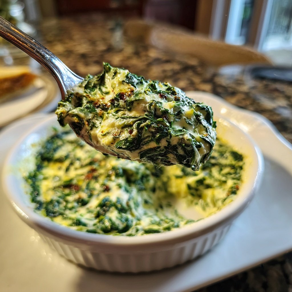 Creamed Spinach with Nutmeg Topping