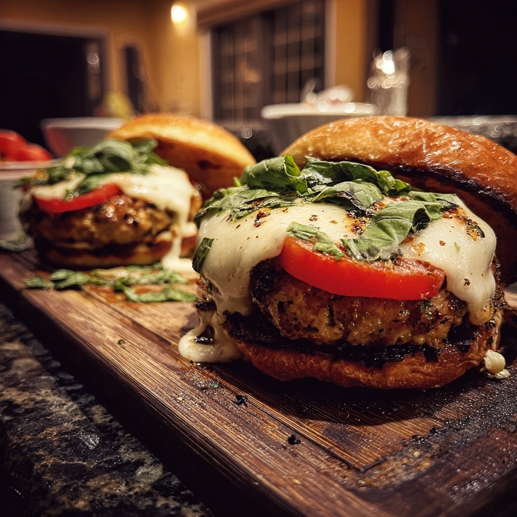 Caprese Stuffed Turkey Burger