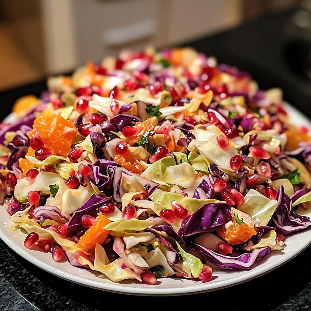 Orange Red Cabbage Salad with Pomegranate Seeds