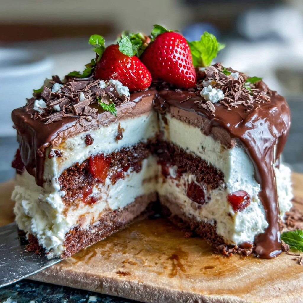 Chocolate Strawberry Ice Cream Cake